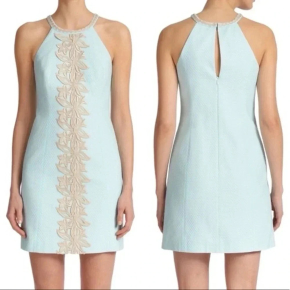 Lilly Pulitzer Light Blue and Beige Mini Dress - Picture 1 of 8